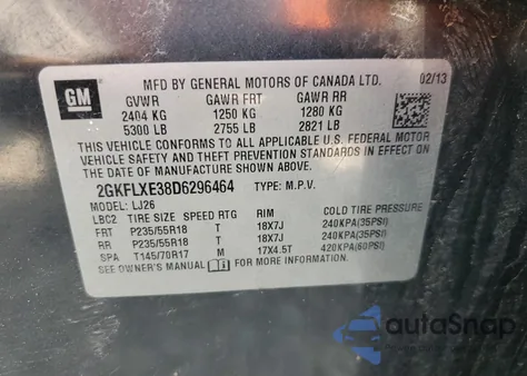 2013 GMC Terrain Slt из США, поврежденный, VIN 2GKFLXE38D6296464